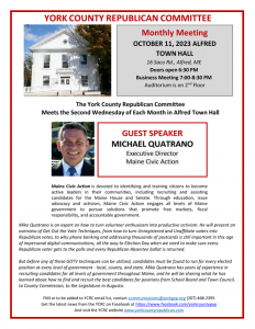2023 York County Republican Committee Monthly Meeting - October